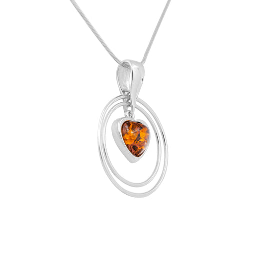 Srebrna zawieszka z bursztynem