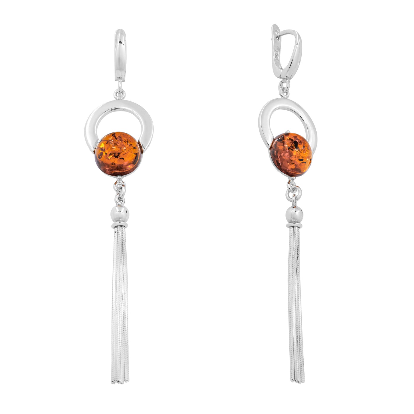 Srebrne kolczyki z bursztynem