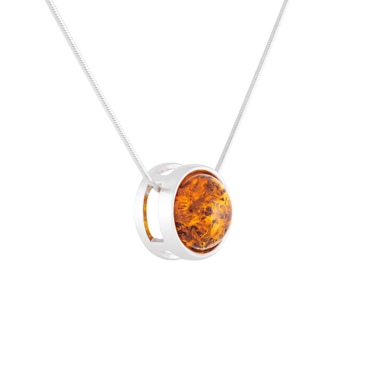 Srebrna zawieszka okrągła z bursztynem - Fenix Jewellery