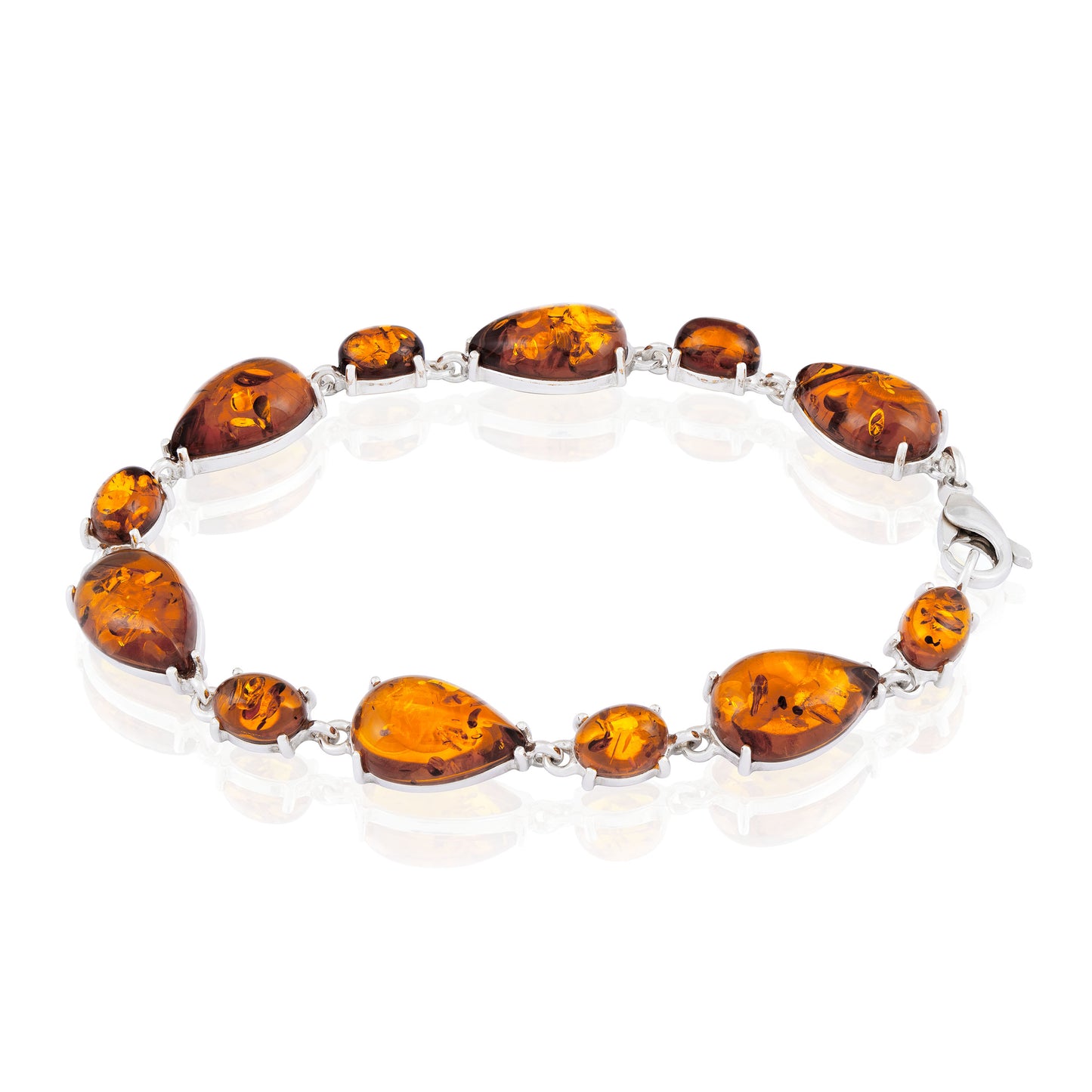 Bransoletka srebrna z bursztynem - 20 cm