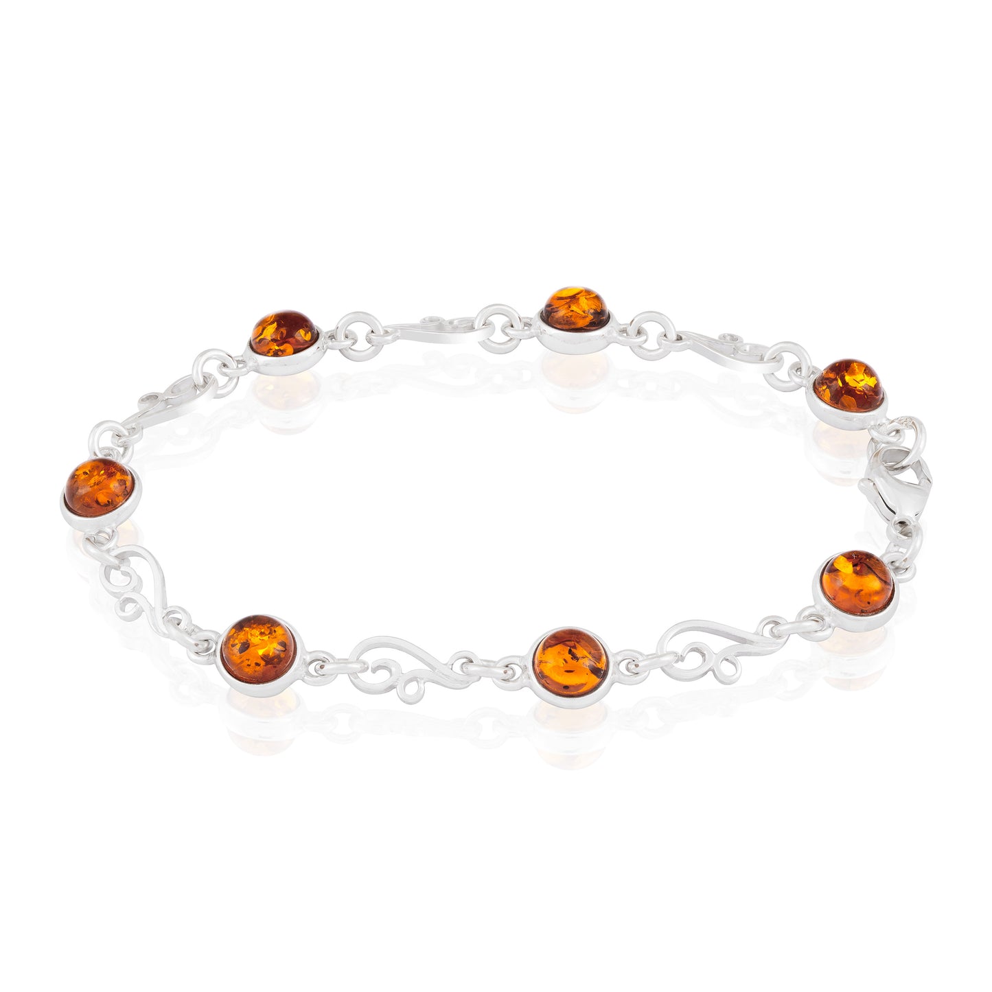 Bransoletka srebrna z bursztynem - 18 cm