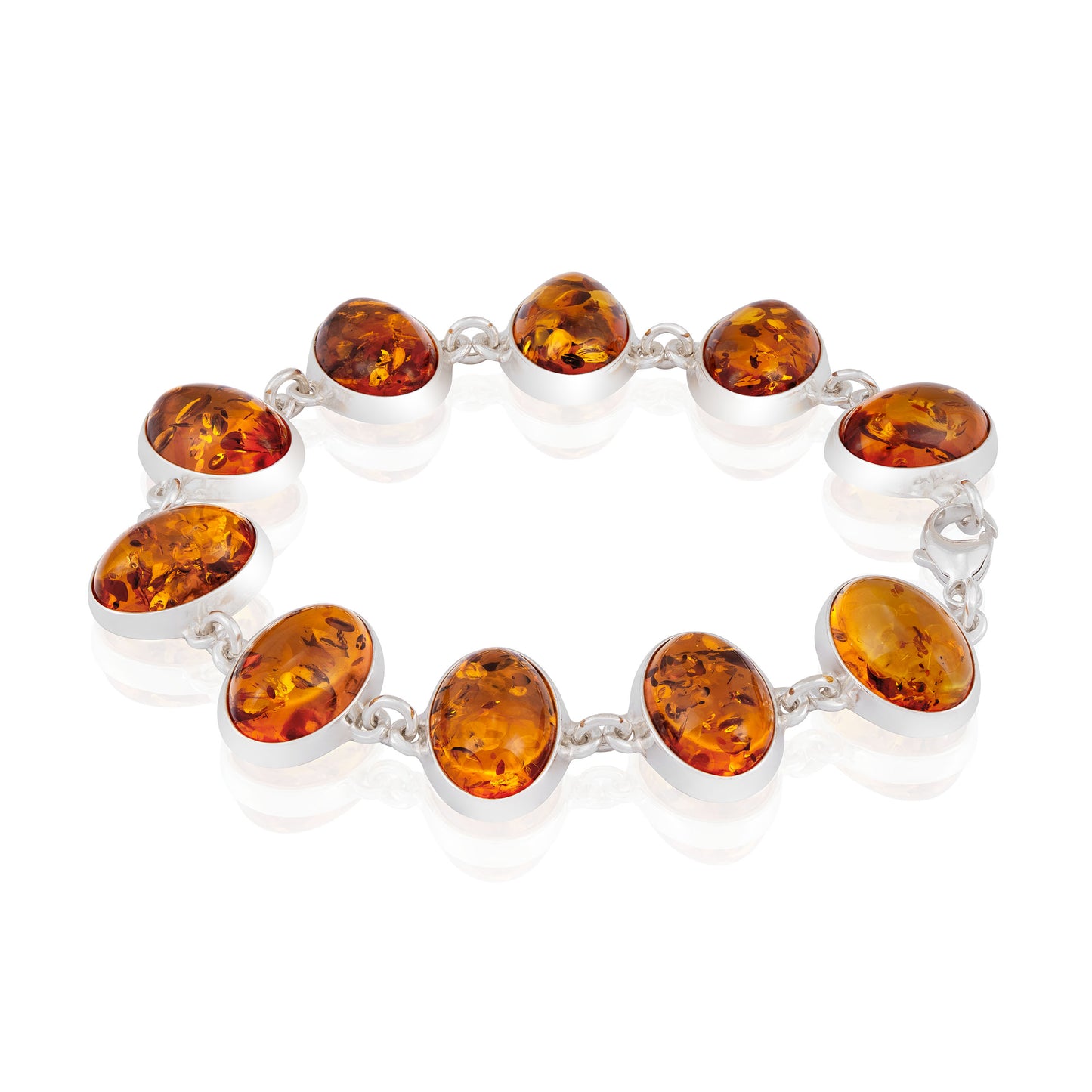 Bransoletka srebrna z bursztynem - 18 cm