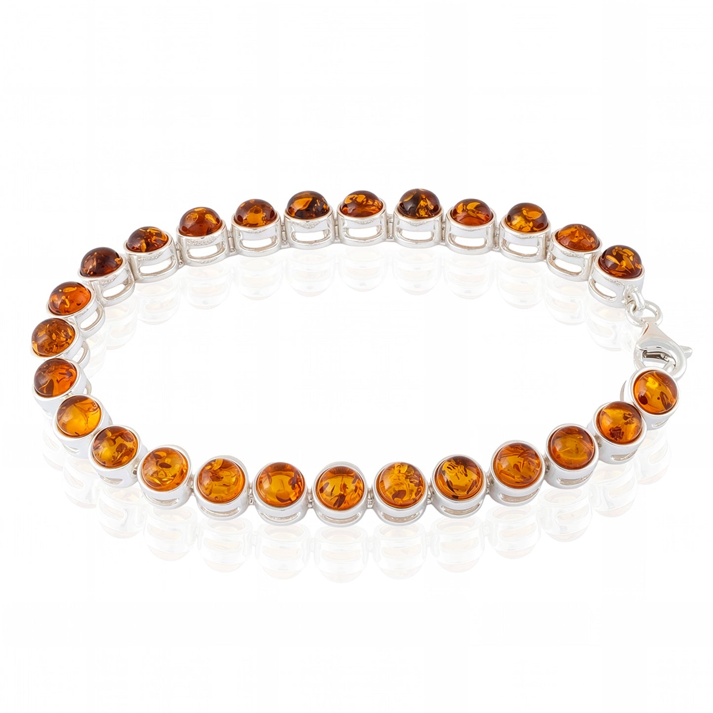 Bransoletka srebrna z bursztynem - 19 cm