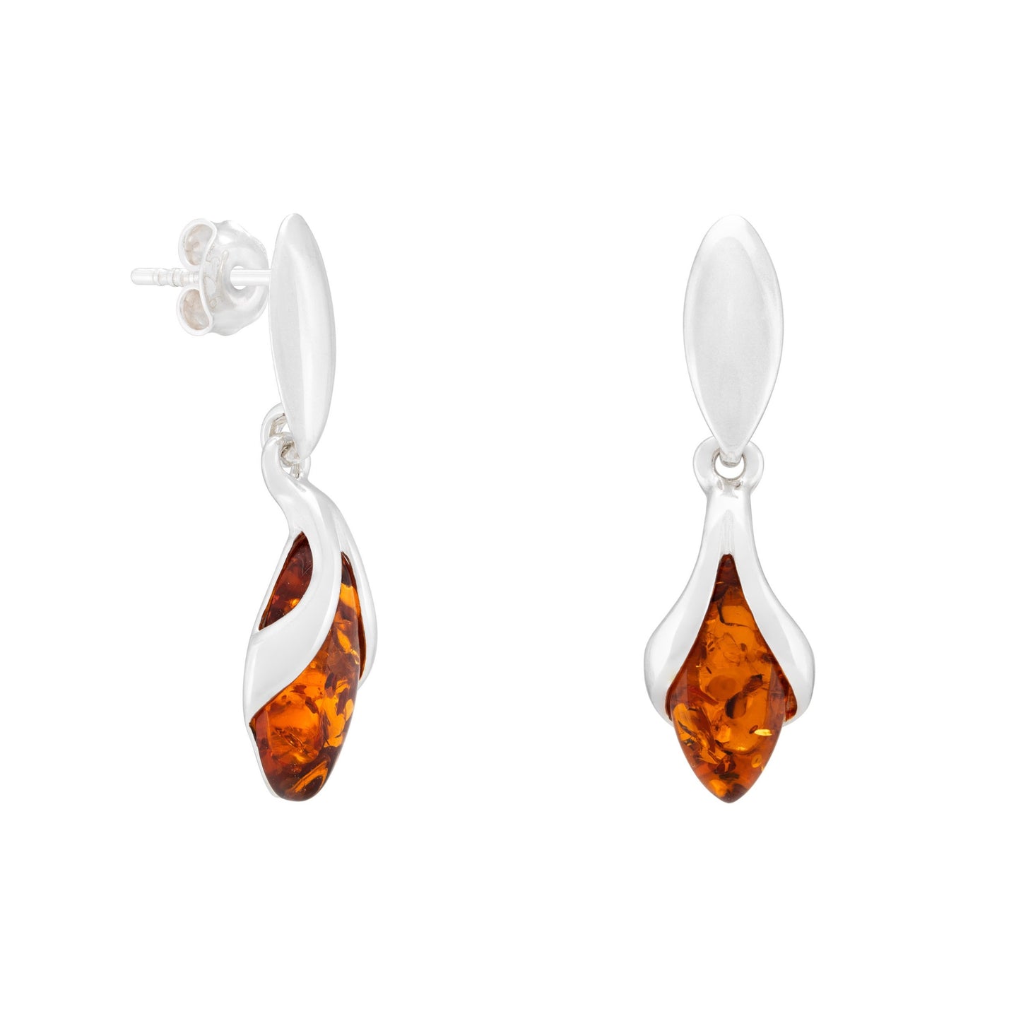 Srebrne kolczyki z bursztynem - Fenix Jewellery