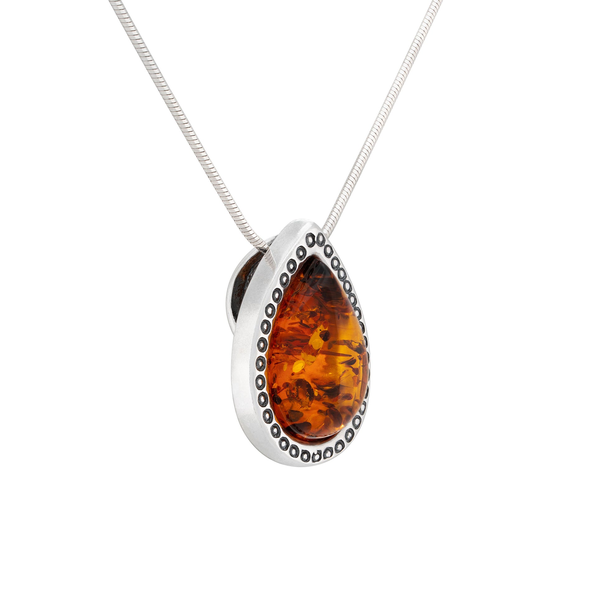 Srebrna zawieszka z bursztynem, oksydowana - Fenix Jewellery