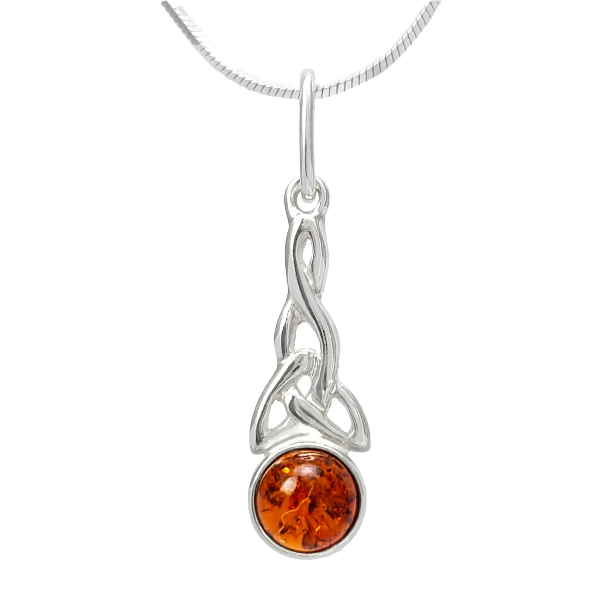 Srebrna celtycka zawieszka z bursztynem - Fenix Jewellery