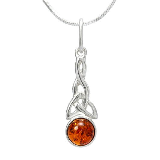 Srebrna celtycka zawieszka z bursztynem - Fenix Jewellery