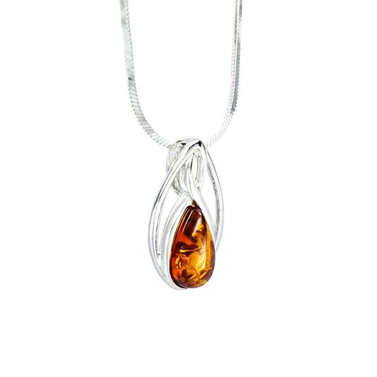 Srebrna zawieszka z bursztynem