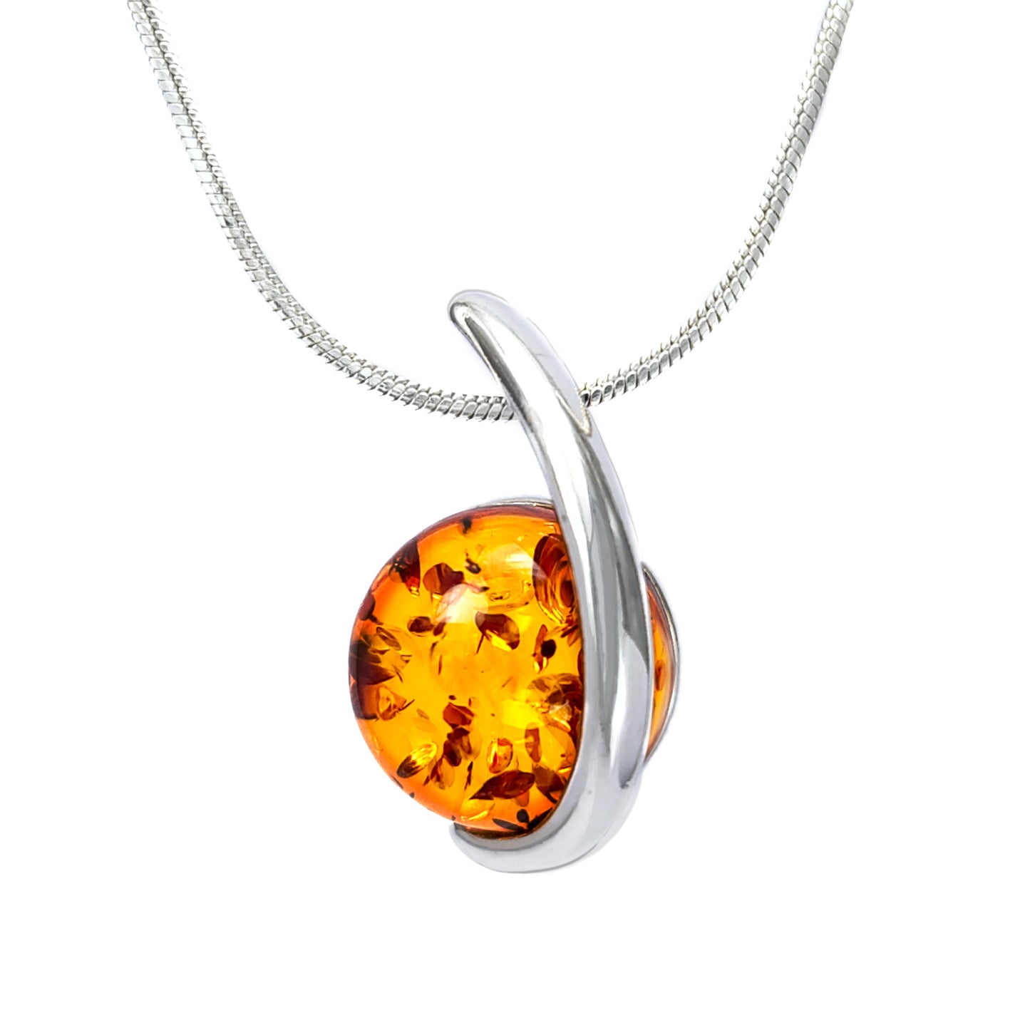 Srebrna zawieszka z bursztynem