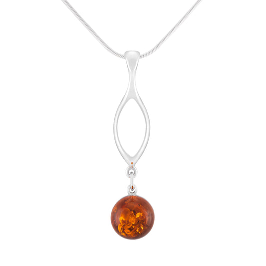 Srebrna zawieszka z bursztynem