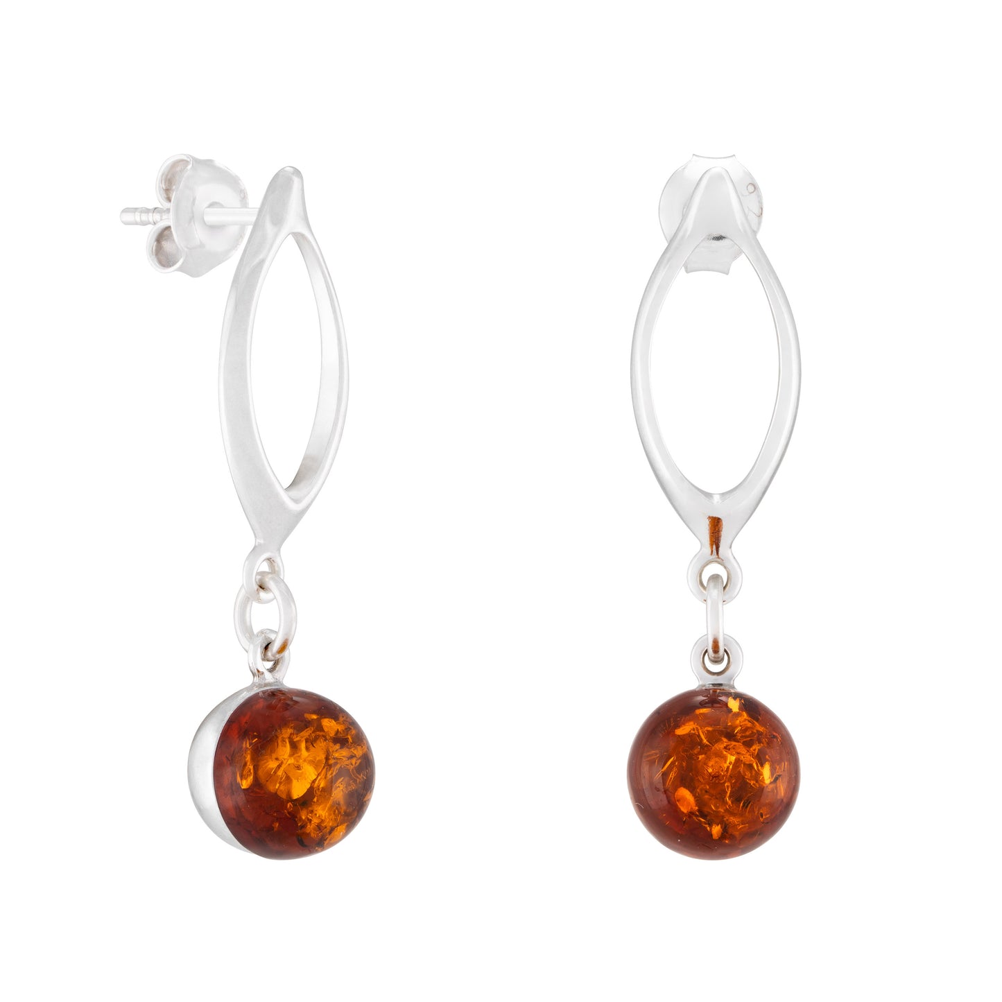 Srebrne kolczyki z bursztynem