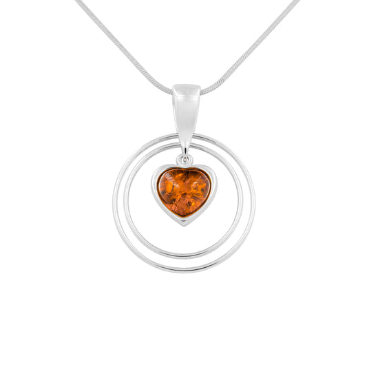 Srebrna zawieszka z bursztynem