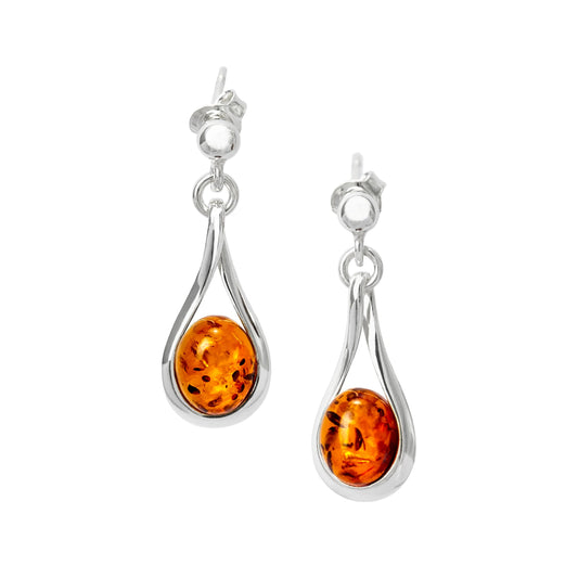 Srebrne kolczyki z bursztynem