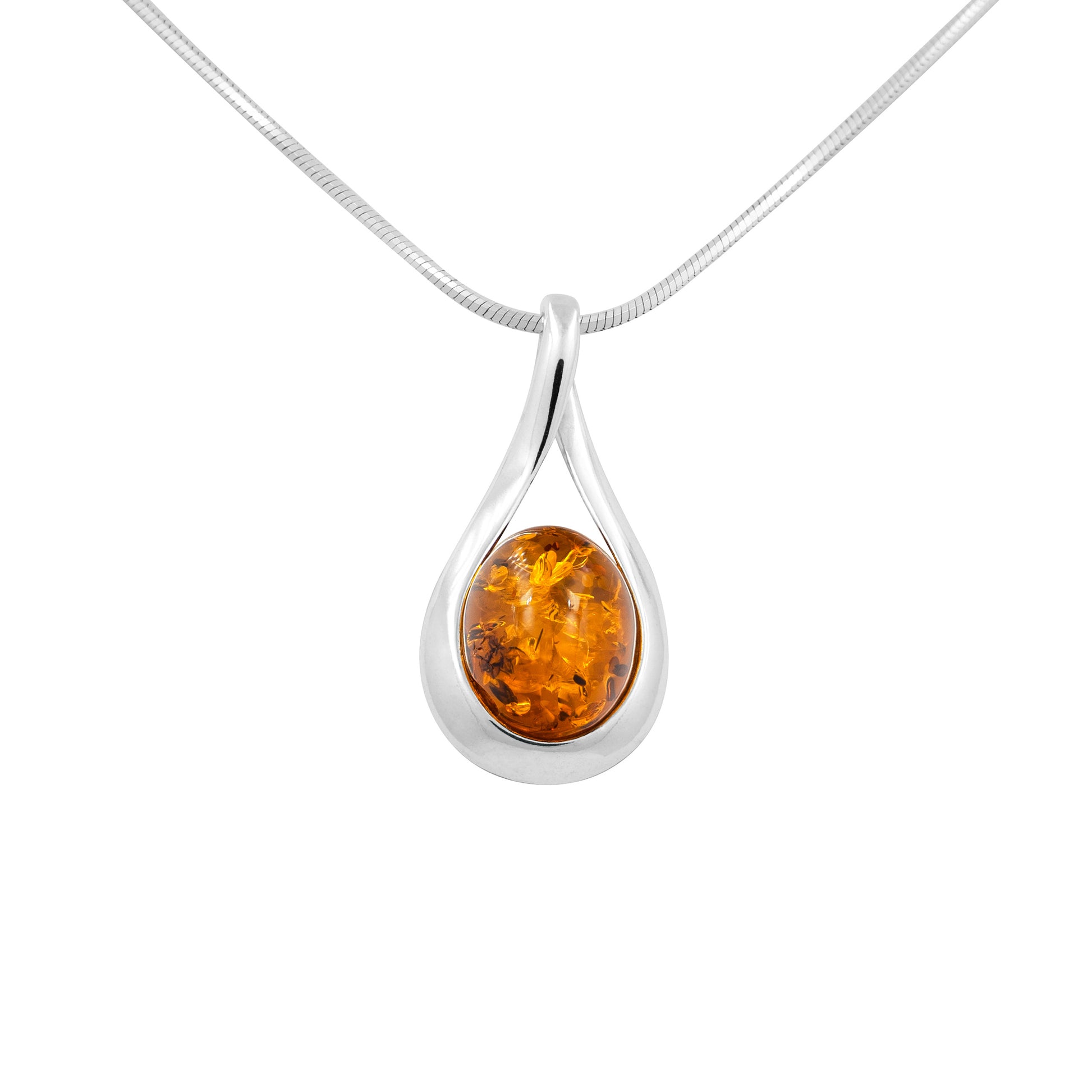 Srebrna zawieszka z owalnym bursztynem - Fenix Jewellery