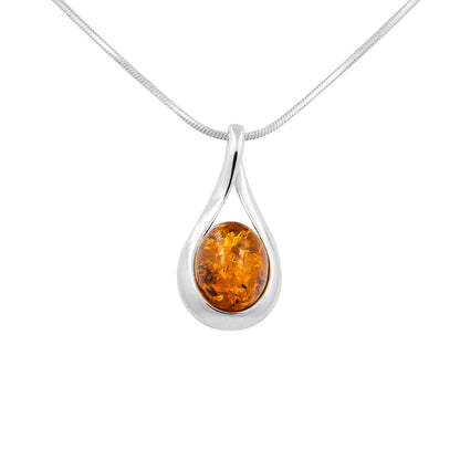 Srebrna zawieszka z owalnym bursztynem - Fenix Jewellery