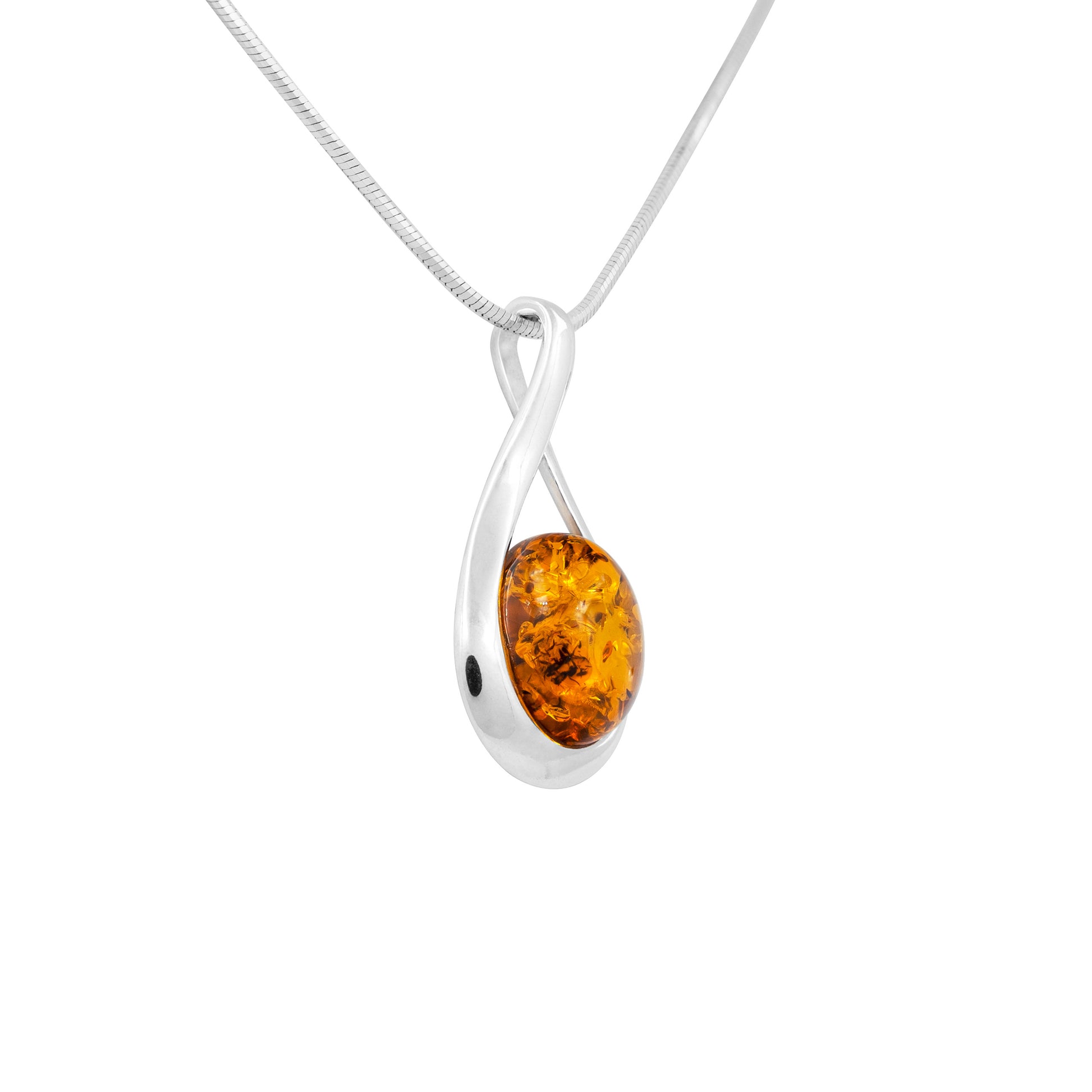 Srebrna zawieszka z owalnym bursztynem - Fenix Jewellery