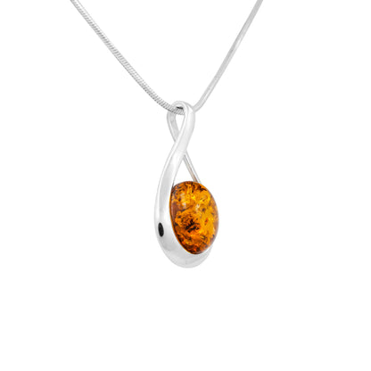 Srebrna zawieszka z owalnym bursztynem - Fenix Jewellery
