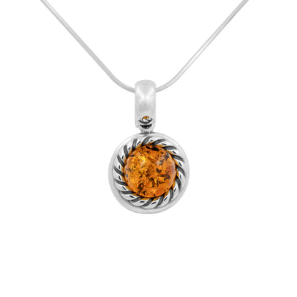 Srebrna zawieszka z bursztynem, oksydowana - Fenix Jewellery