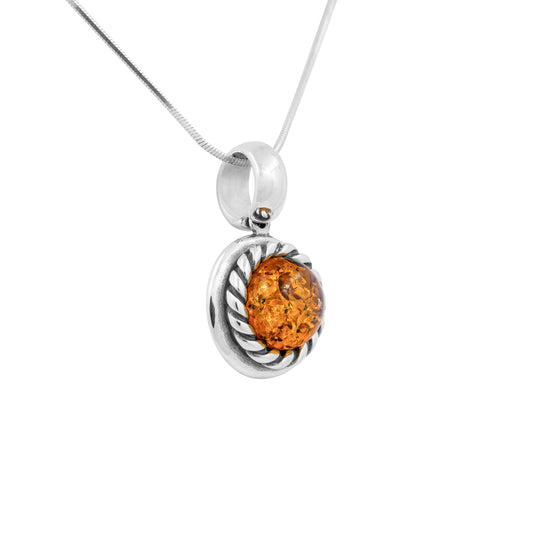 Srebrna zawieszka z bursztynem