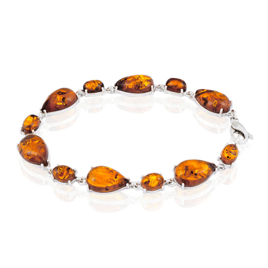 Bransoletka srebrna z bursztynem - 20 cm