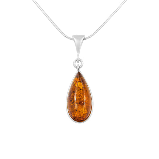 Srebrna zawieszka z bursztynem