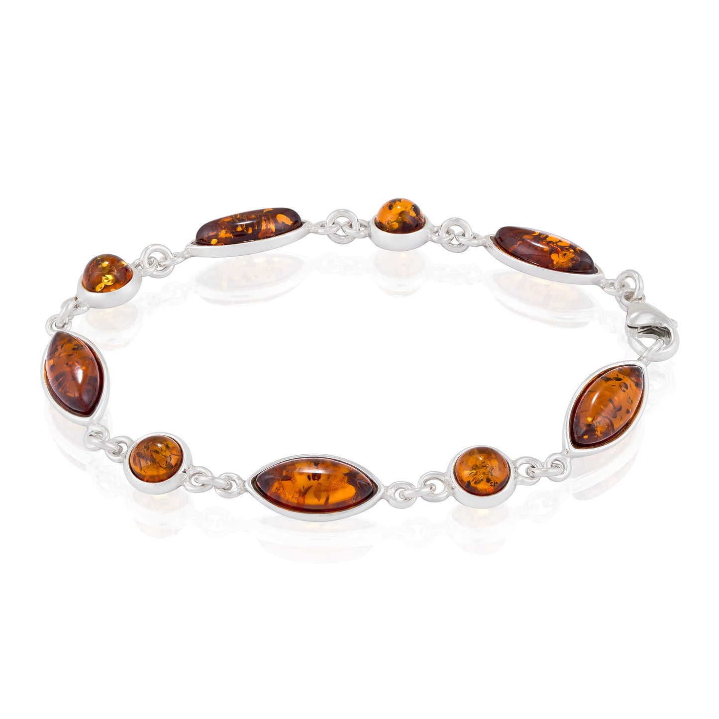 Bransoletka srebrna z bursztynem - 18 cm