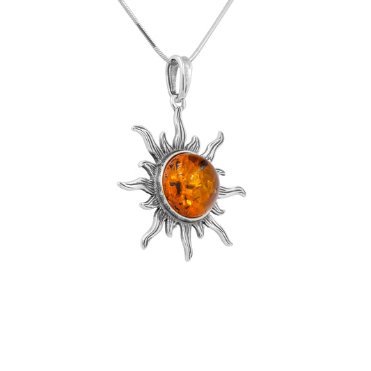 Srebrna zawieszka z bursztynem