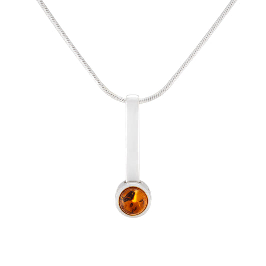Srebrna zawieszka z bursztynem