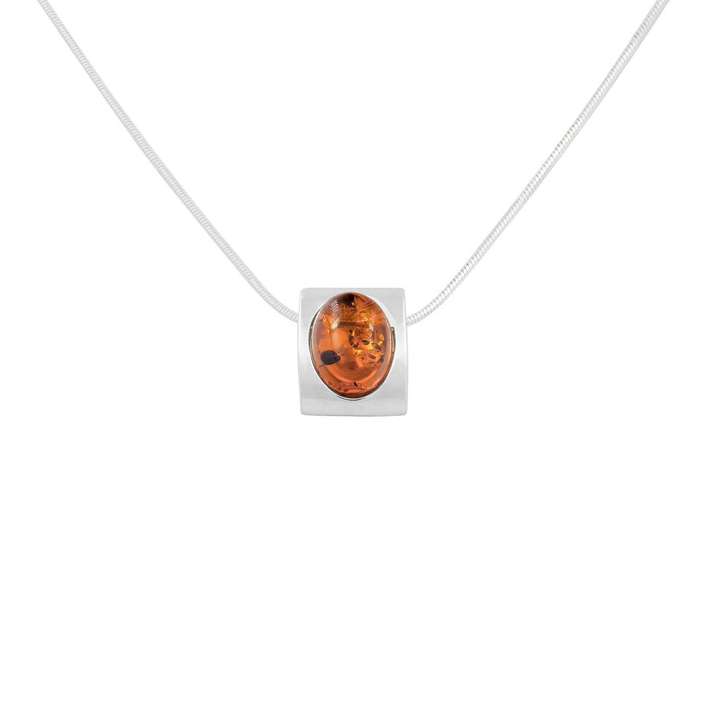 Srebrna, dwustronna zawieszka z bursztynem - Fenix Jewellery