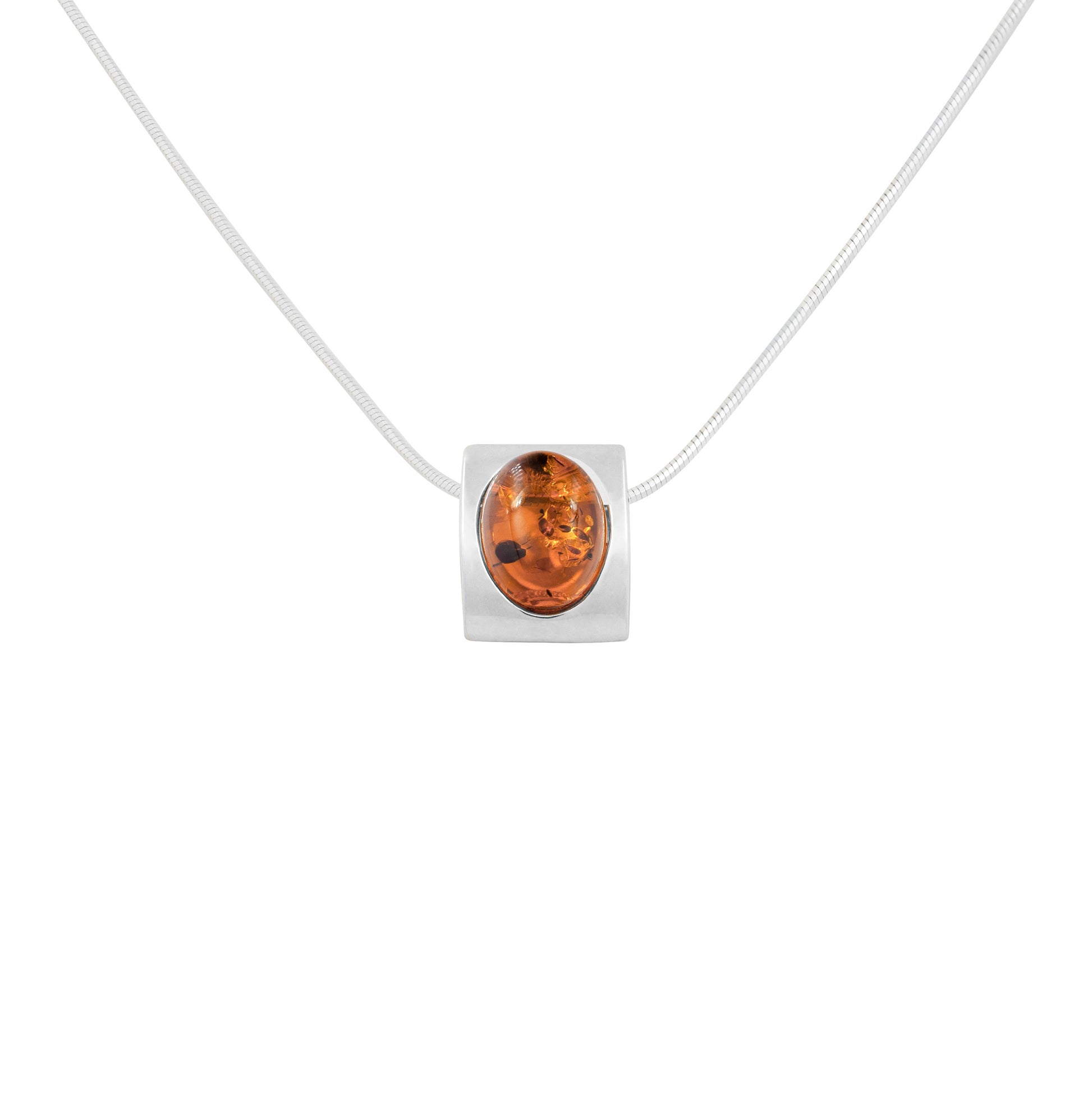 Srebrna, dwustronna zawieszka z bursztynem - Fenix Jewellery