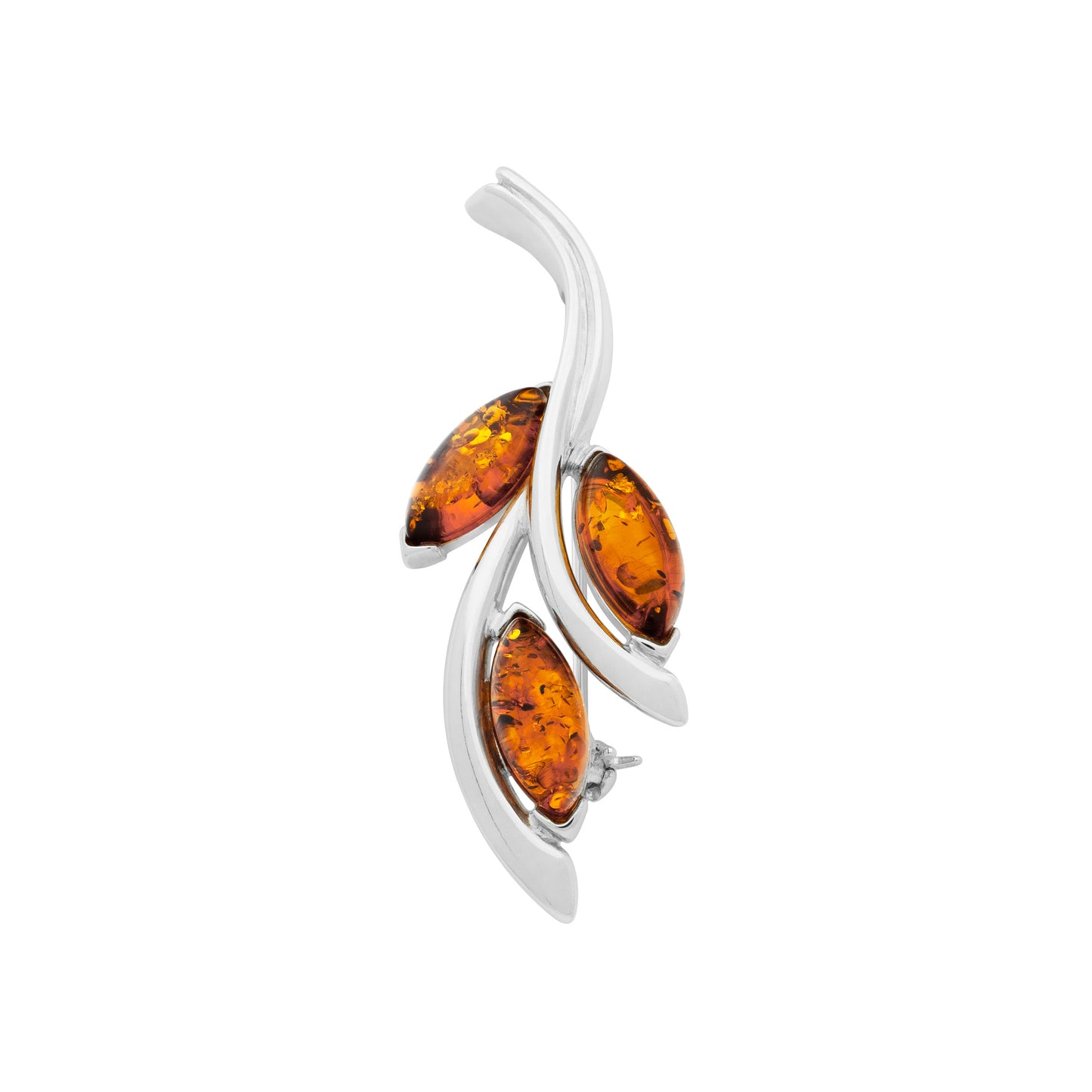 Srebrna broszka z bursztynami - Fenix Jewellery