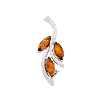 Srebrna broszka z bursztynami - Fenix Jewellery