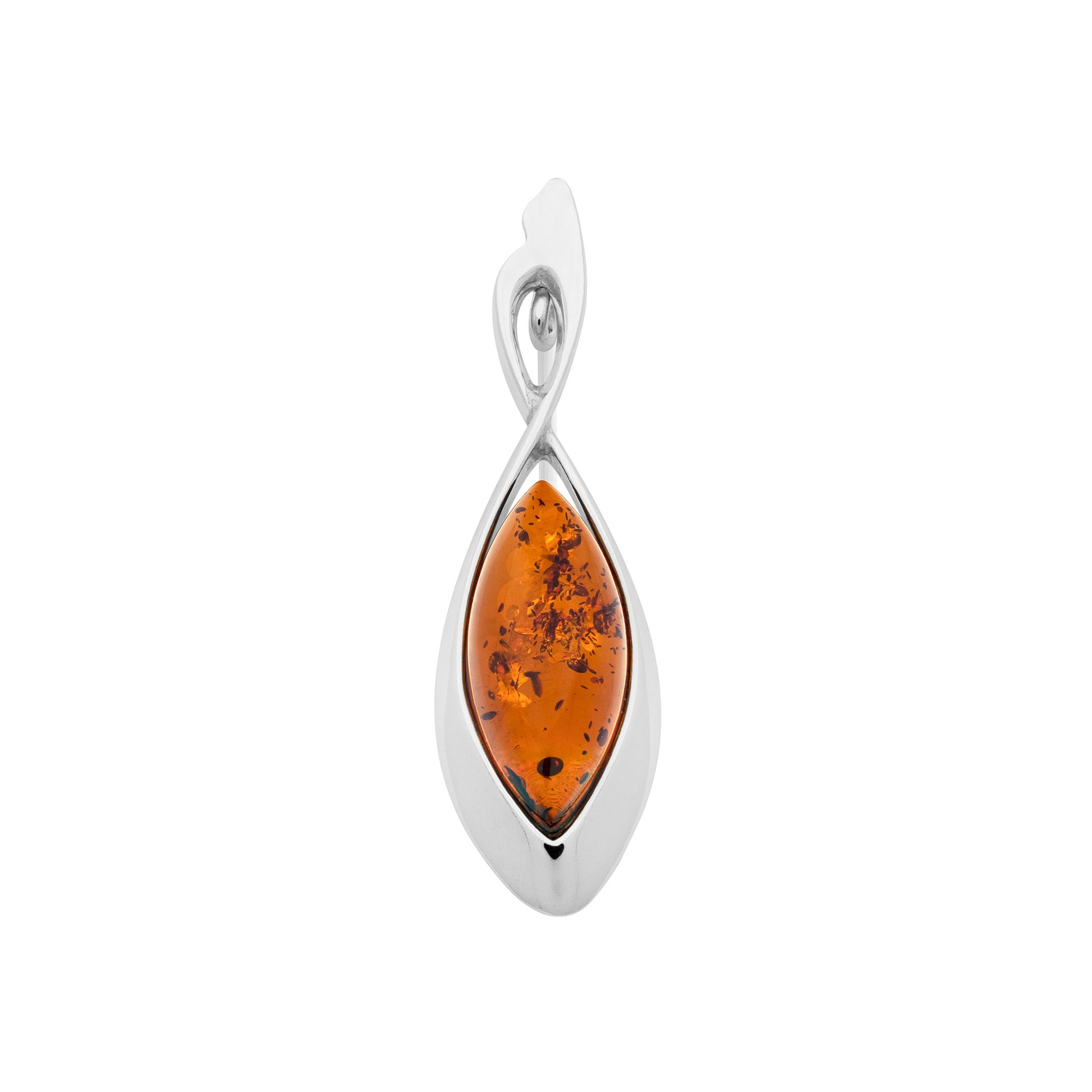 Srebrna broszka z dużym bursztynem - Fenix Jewellery