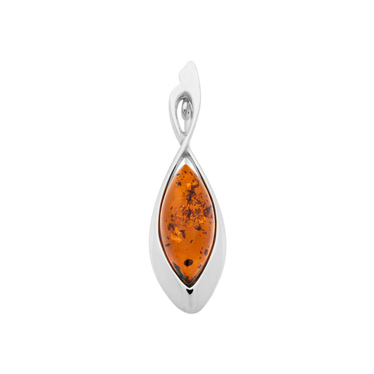 Srebrna broszka z dużym bursztynem - Fenix Jewellery