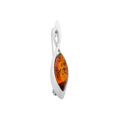 Srebrna broszka z dużym bursztynem - Fenix Jewellery