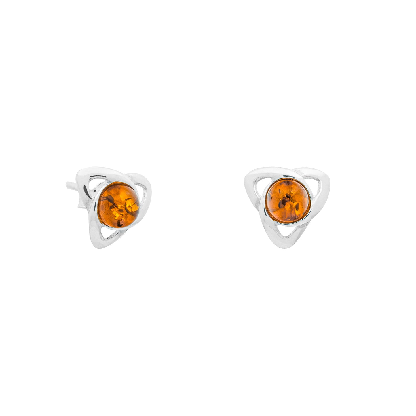 Małe, srebrne kolczyki z bursztynem - Fenix Jewellery