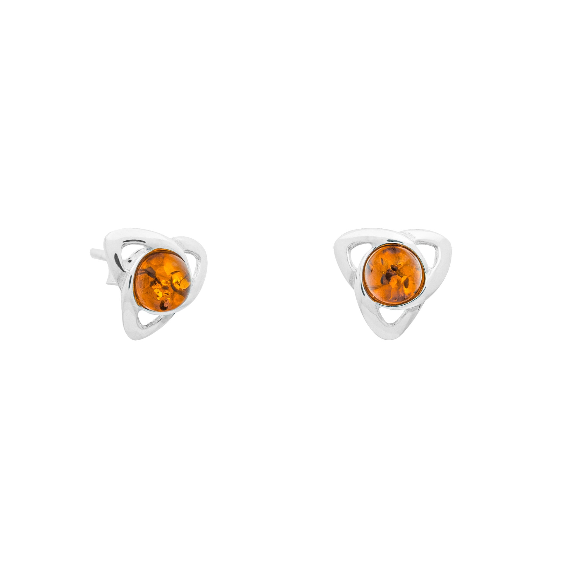Małe, srebrne kolczyki z bursztynem - Fenix Jewellery