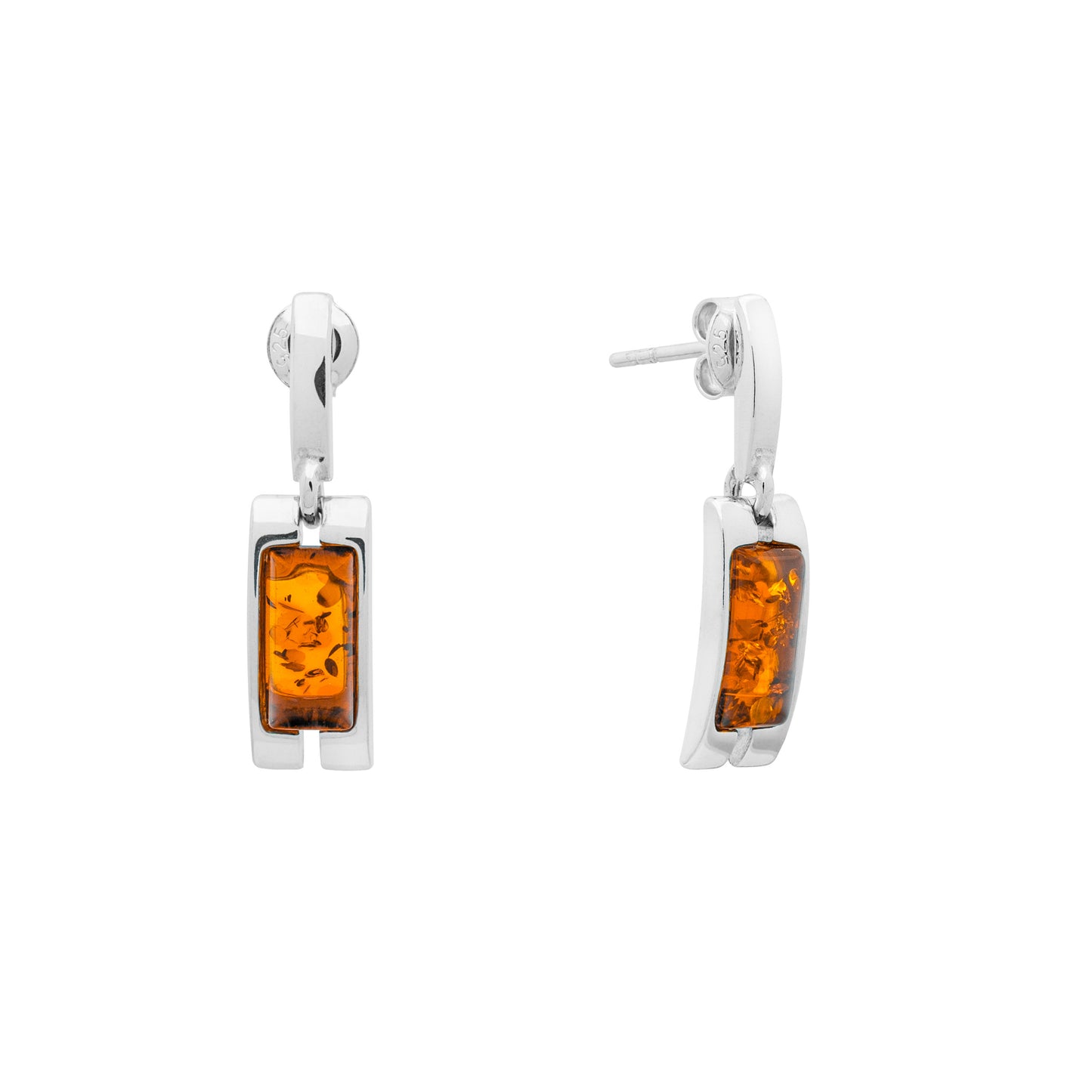Srebrne kolczyki z bursztynem - Fenix Jewellery