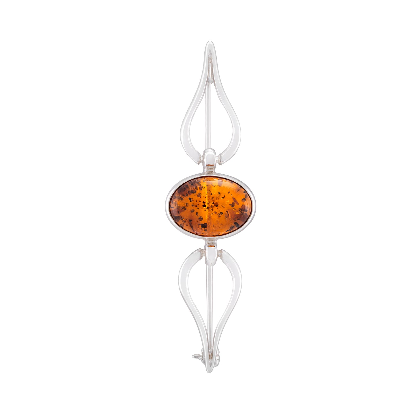 Srebrna broszka z owalnym bursztynem - Fenix Jewellery