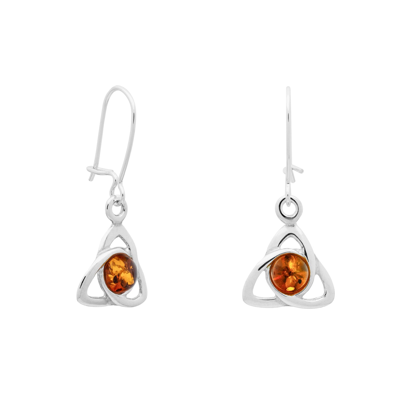 Celtyckie, srebrne kolczyki z bursztynem - Fenix Jewellery